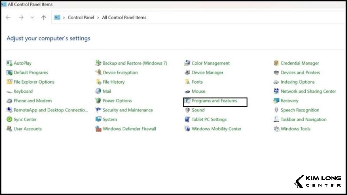 Programs and Features